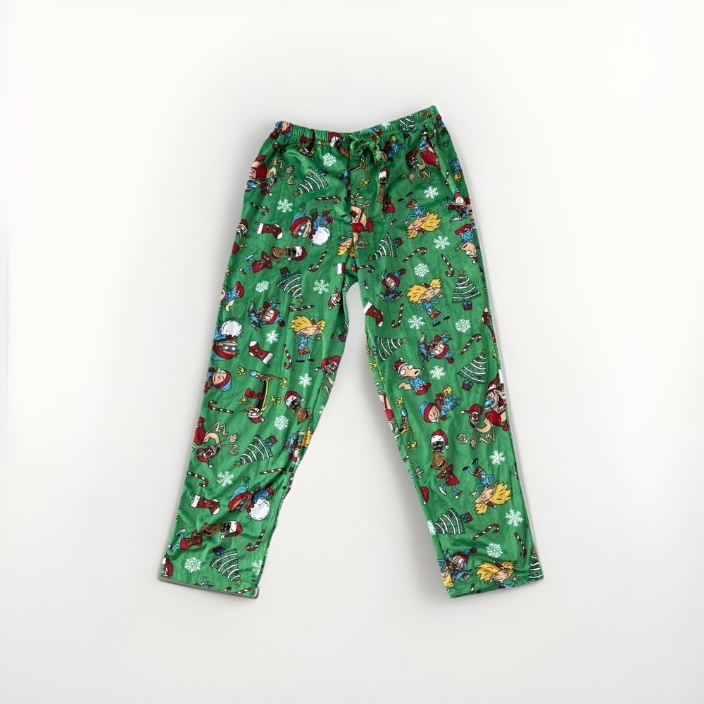 Nickelodeon Multi Characters Green‎ Christmas Pajama Pants size Large Cozy Soft